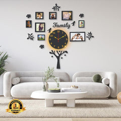 Beautiful Family Tree Laminated Wall Clock With Backlight