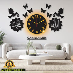 Beautiful MDF Wood Wall Clock With Backlight