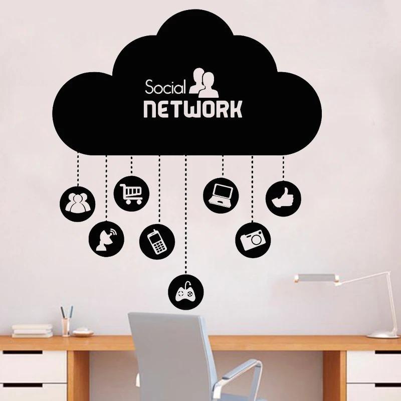 Social Network Cloud Text Chart Icon Wall Sticker