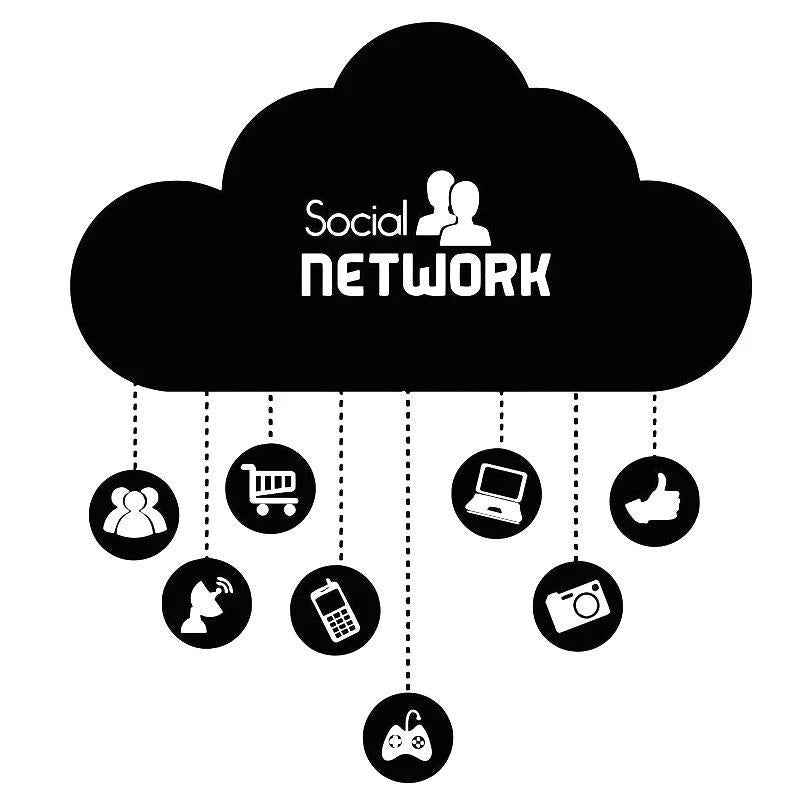 Social Network Cloud Text Chart Icon Wall Sticker