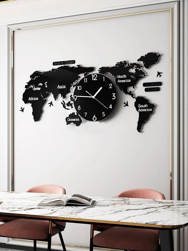 World Map Design Mdf Wall Clock