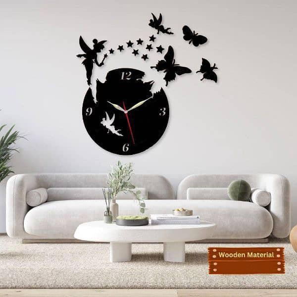 Stunning 3D Wall Clock -  Black MDF Wood Design