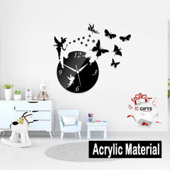 Stunning 3D Wall Clock -  Black MDF Wood Design