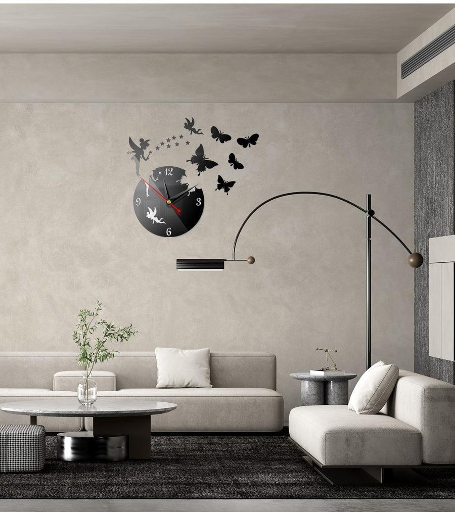 Stunning 3D Wall Clock -  Black MDF Wood Design