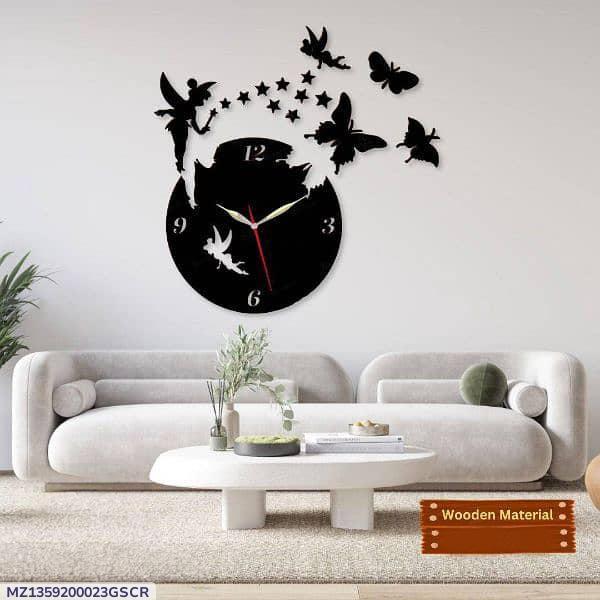 Stunning 3D Wall Clock -  Black MDF Wood Design