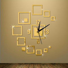 Golden Acrylic 3D Wall Clock - Beautifully Designed for Your Home